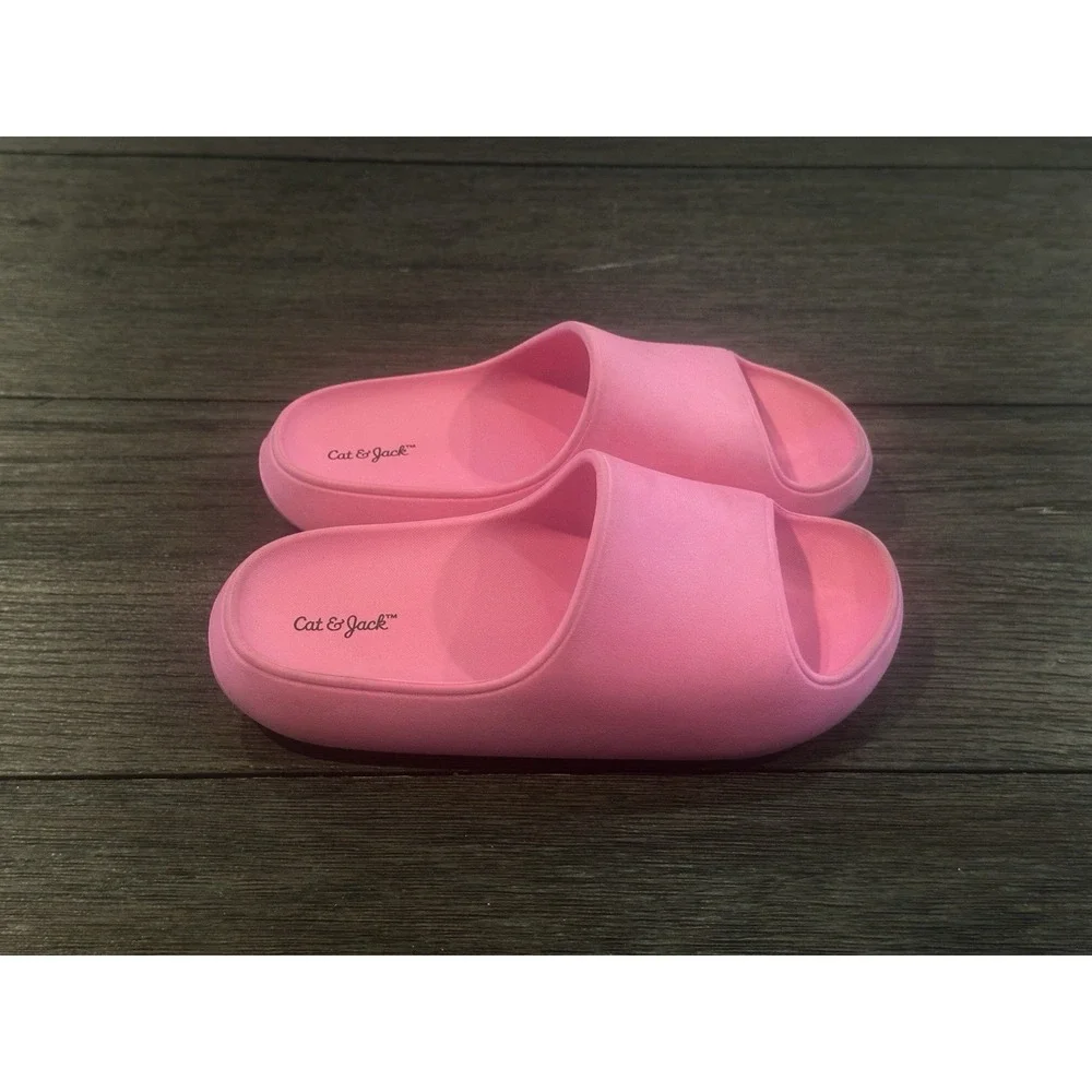 Girls Pink Cat & Jack Slides Sandals Beach Comfort Vacation Sz 13 Casual